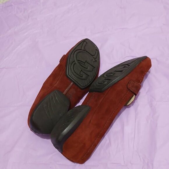 Ugg womens size 7 Crawford flat dark rust red suede leather loafer shoes - Picture 8 of 8